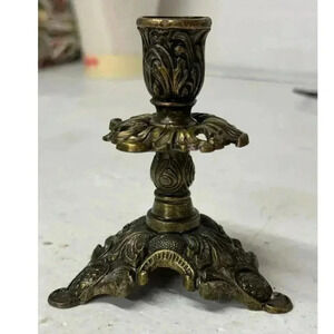 Vintage Italian Ornate Brass Candlestick Holder